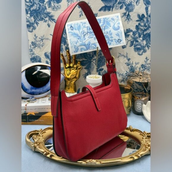 🆕 OROTON 🧿 NWOT Dylan Baguette Bag - Dark Ruby Calfskin Leather - Picture 6 of 16